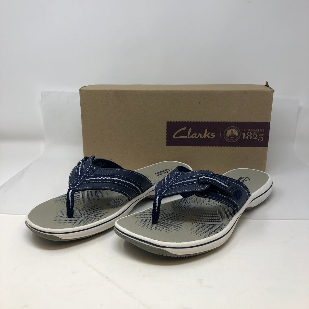 Clarks Women's Brinkley Jazz Flip-Flop Sandal Navy NEW in BOX FAST SHIPPING!